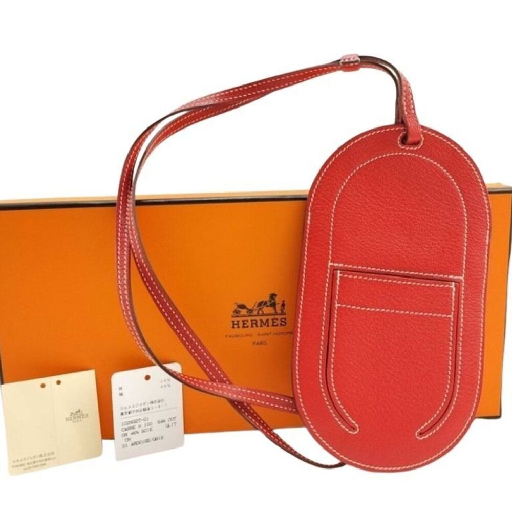 HERMES Shoulder Bag In the Loop To Go PM Rouge Tomato Chevre Leather Women's
